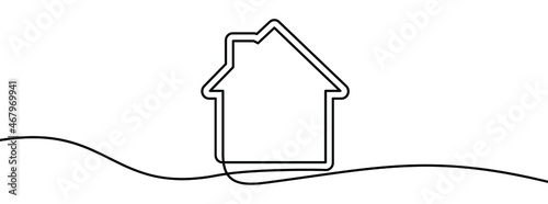 House one line background. One continuous line drawing of house icon. Vector illustration. House line icon.
