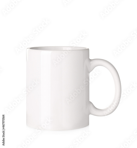 Ceramic mug isolated on white. Mockup for design