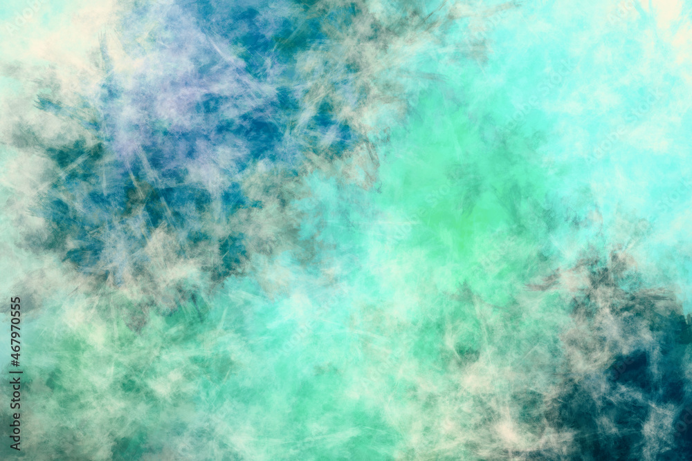 Blue green and grey background painting texture Multicolor ink smears Chaotic pattern 