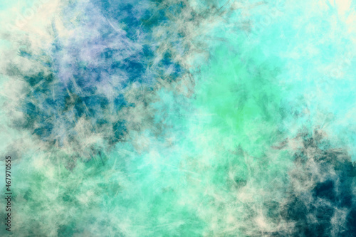 Blue green and grey background painting texture Multicolor ink smears Chaotic pattern 
