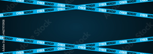 Blue ribbons for cyber monday sale. Crossed ribbons. Big sale. Graphic elements. Vector illustration photo