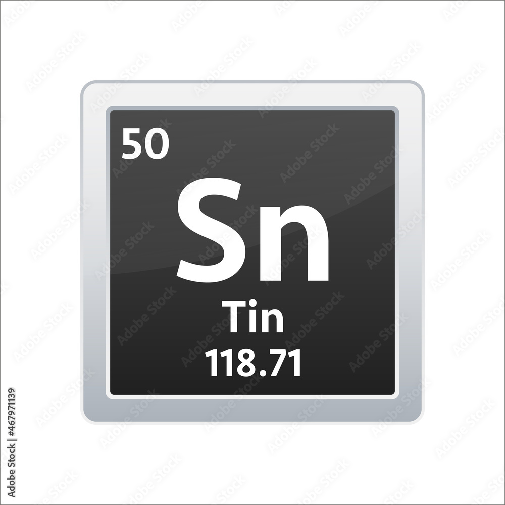 Tin symbol. Chemical element of the periodic table. Vector stock illustration. Tin symbol. Chemical element of the periodic table. Vector stock illustration.
