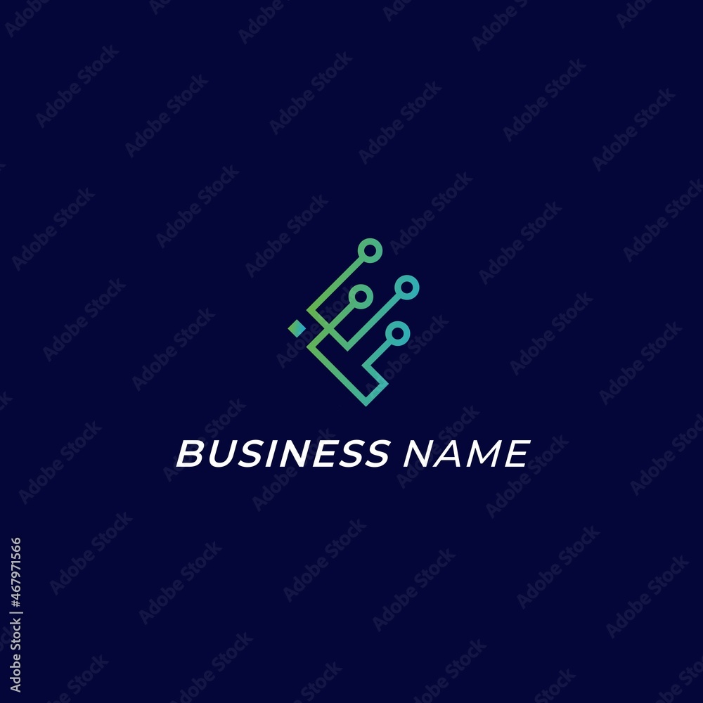 design logo creative letter F and link connection