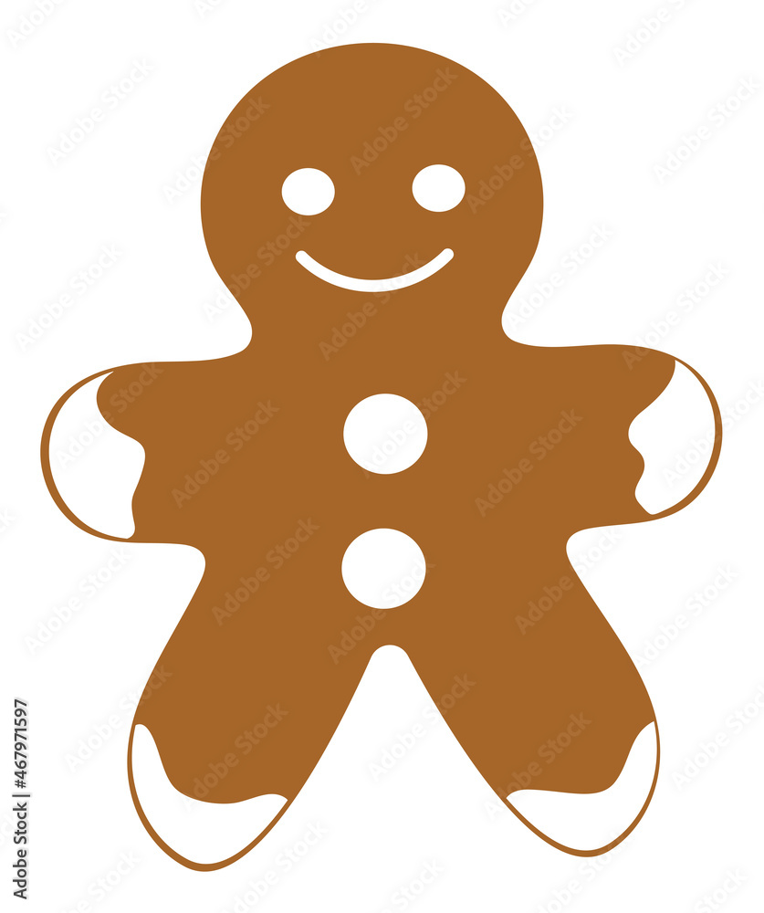 Christmas gingerbread man in flat style. Isolated on white background. Vector elements for invitations, calender, cards, banners, posters, mug, scrapbooking, pillow cases Christmas gingerbread man in flat style. Isolated on white background. Vector elements for invitations, calender, cards, banners, posters, mug, scrapbooking, pillow cases