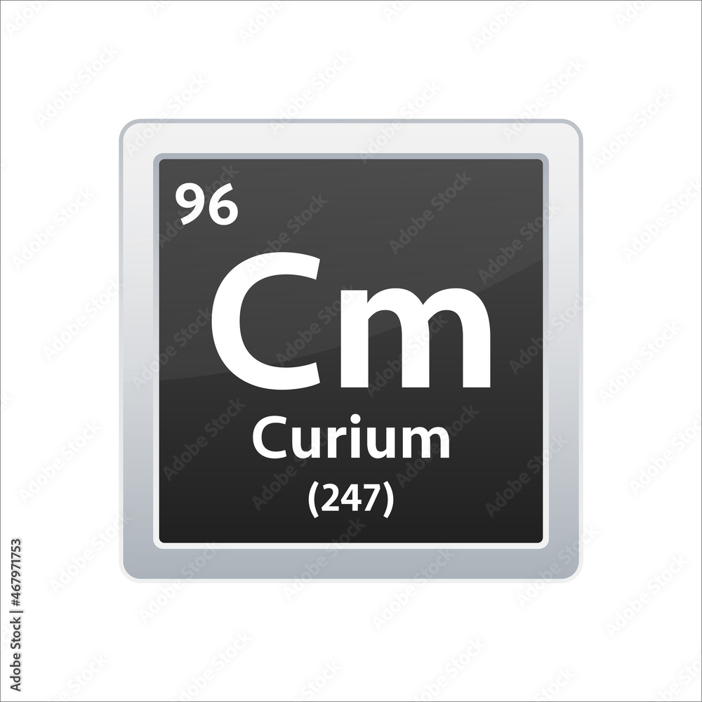 Curium symbol. Chemical element of the periodic table. Vector stock illustration.