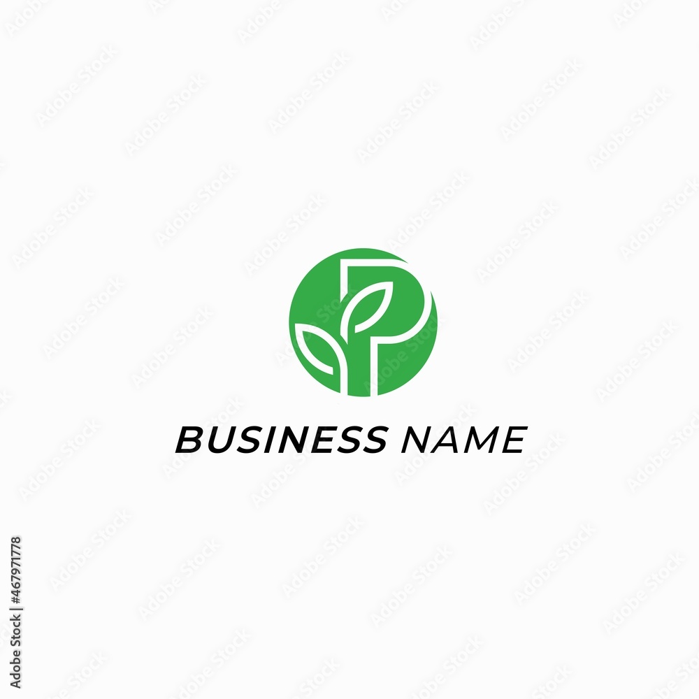 design logo combine letter P and leaf design logo combine letter P and leaf