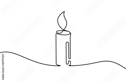 Continuous line drawing of candle. Candle one line icon. One line drawing background. Vector illustration. Christmas candle icon photo