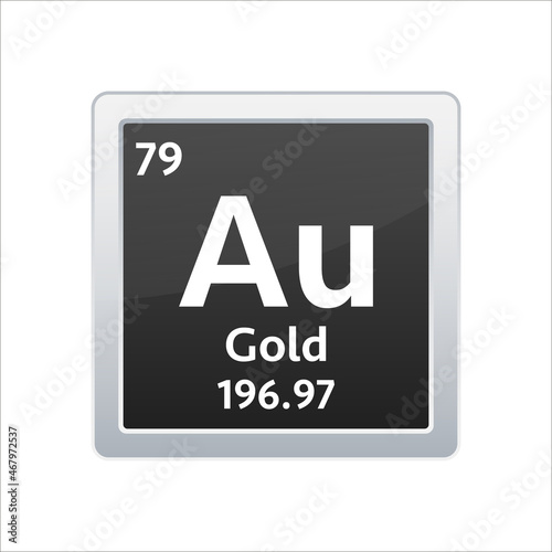 Gold symbol. Chemical element of the periodic table. Vector stock illustration