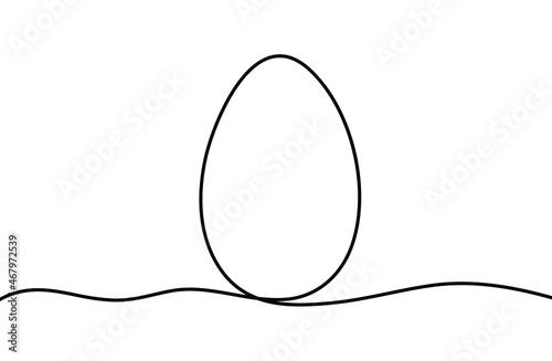 One continuous line drawing of egg. Easter egg one line background. Vector illustration. Egg line icon.