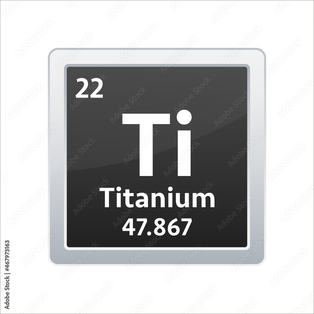 Titanium symbol. Chemical element of the periodic table. Vector stock illustration.