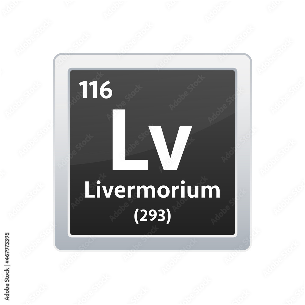 Livermorium symbol. Chemical element of the periodic table. Vector stock illustration. Livermorium symbol. Chemical element of the periodic table. Vector stock illustration.