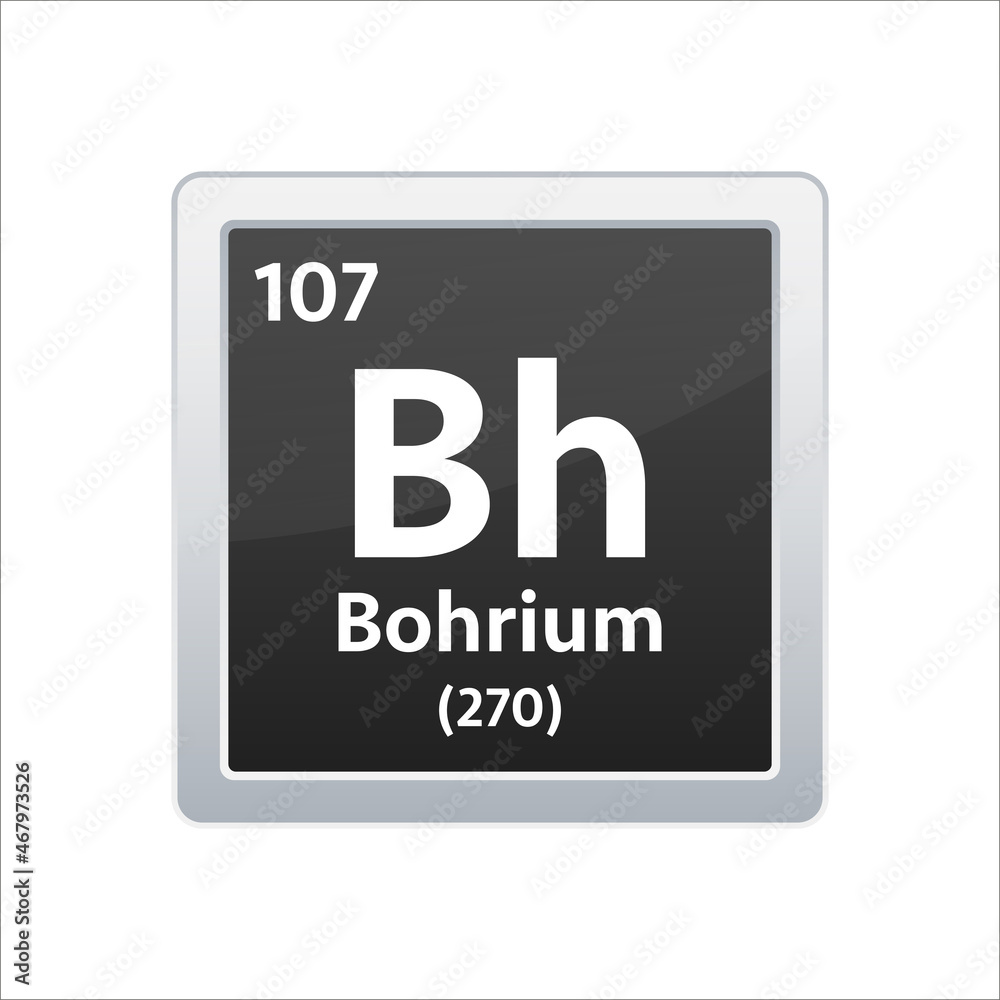 Bohrium symbol. Chemical element of the periodic table. Vector stock illustration Bohrium symbol. Chemical element of the periodic table. Vector stock illustration