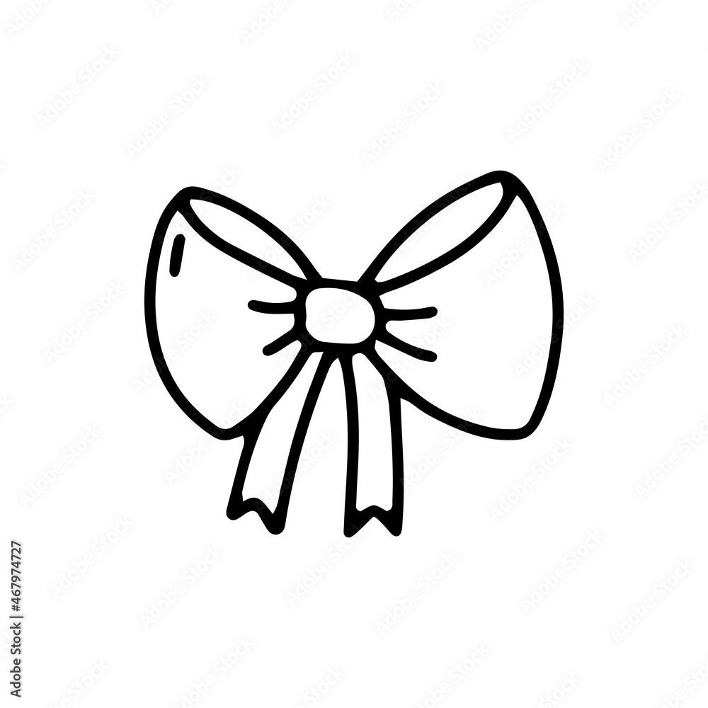 Vector linear bow. Hand drawn black and white sketch style illustration Vector linear bow. Hand drawn black and white sketch style illustration