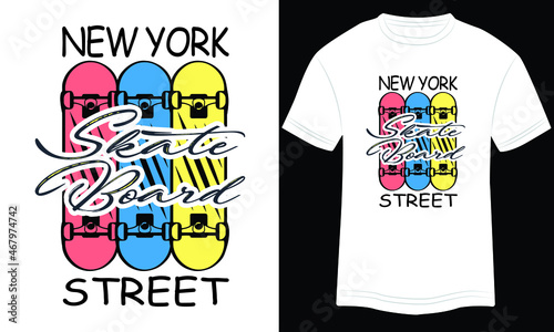 New York SkateBoard Street vector illustrations with slogans for t-shirt print and other uses. Sports stylish t-shirt and apparel abstract design.