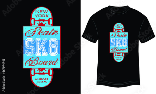 New York Skate Sk8 Board Urban Team vector illustrations with slogans for t-shirt print and other uses. Sports stylish t-shirt and apparel abstract design.