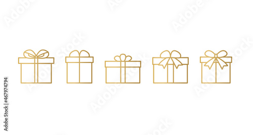 golden christmas present icons- vector illustration photo