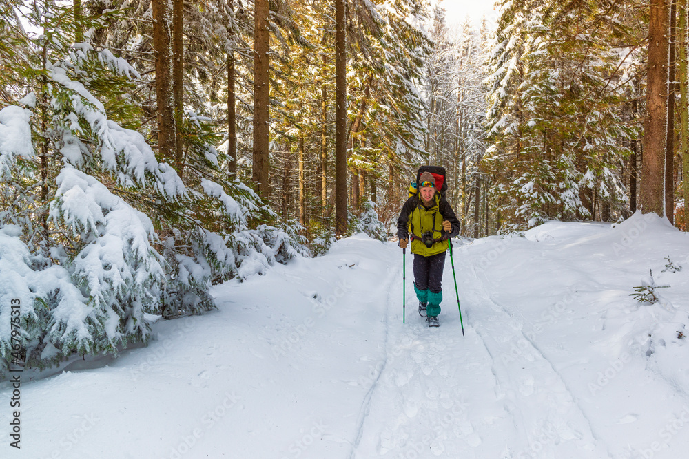 Happy winter hiker