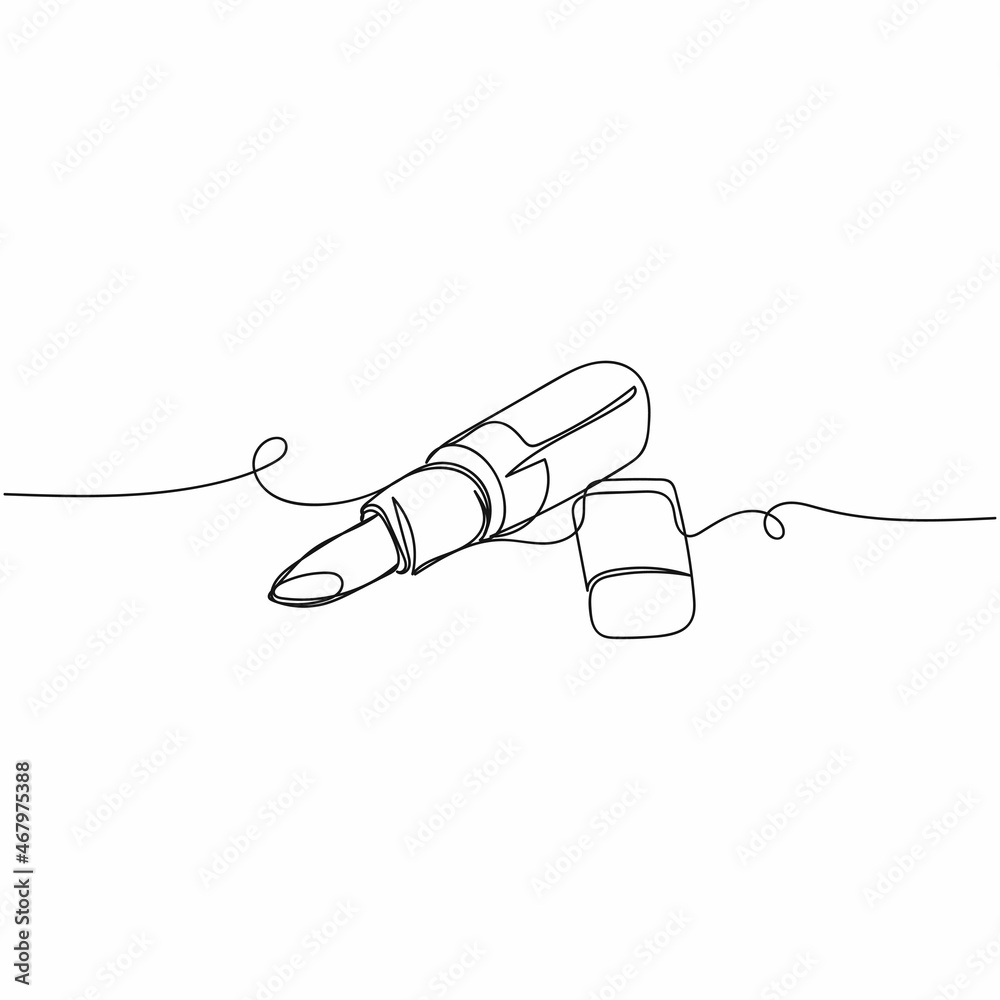 Vector continuous one single line drawing icon of glamor lipstick in ...