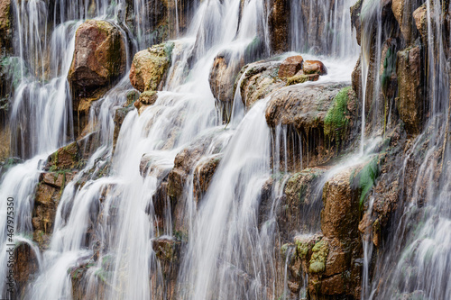 Waterfall full of water  a closeup