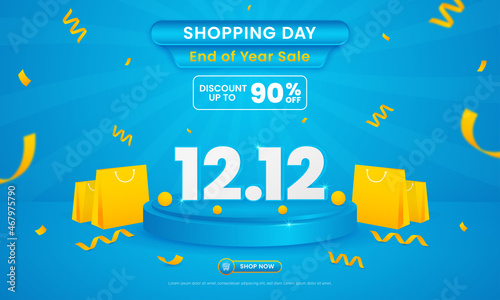 12.12 sale, end of year shopping day banner or background template