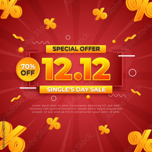 1212 single's day sale banner or background template