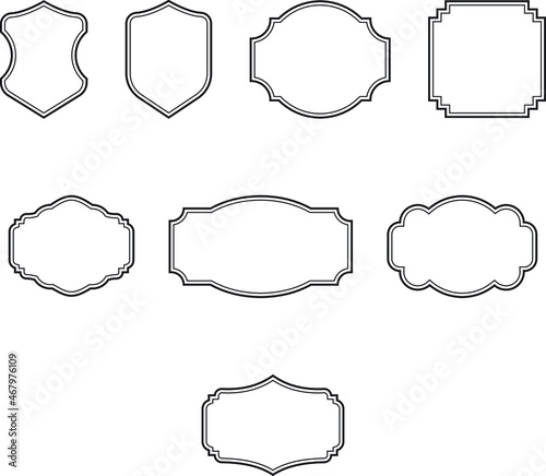 Line Name Tag, Banner, Label, Shape Icon Set