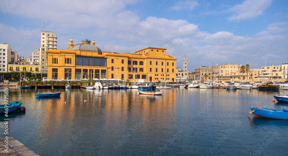 Fishing boats in the harbor of Bari at the Italian coast - travel photography