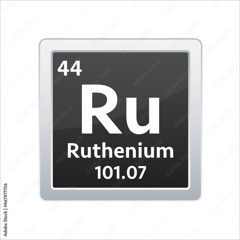 Ruthenium symbol. Chemical element of the periodic table. Vector stock illustration Ruthenium symbol. Chemical element of the periodic table. Vector stock illustration