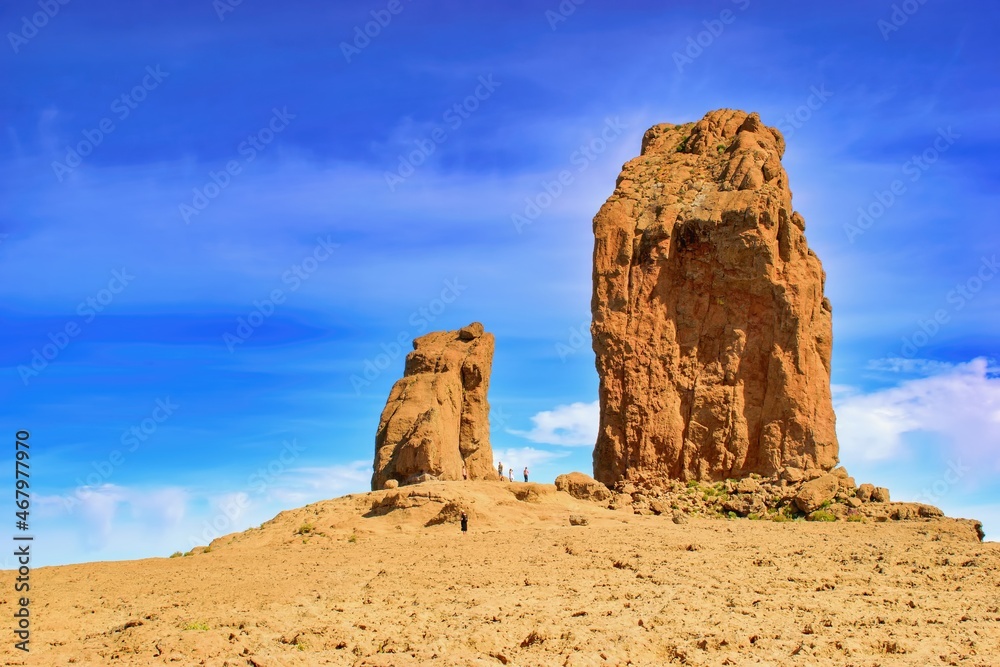 Famous rock and hiking area Roque Nublo, Gran Canaria, Canary Islands, Spain