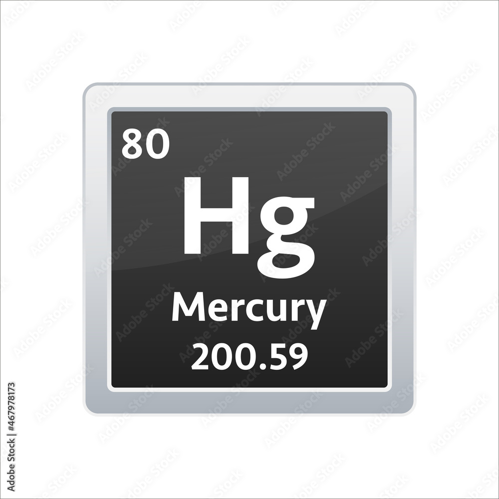 Mercury symbol. Chemical element of the periodic table. Vector stock illustration Mercury symbol. Chemical element of the periodic table. Vector stock illustration
