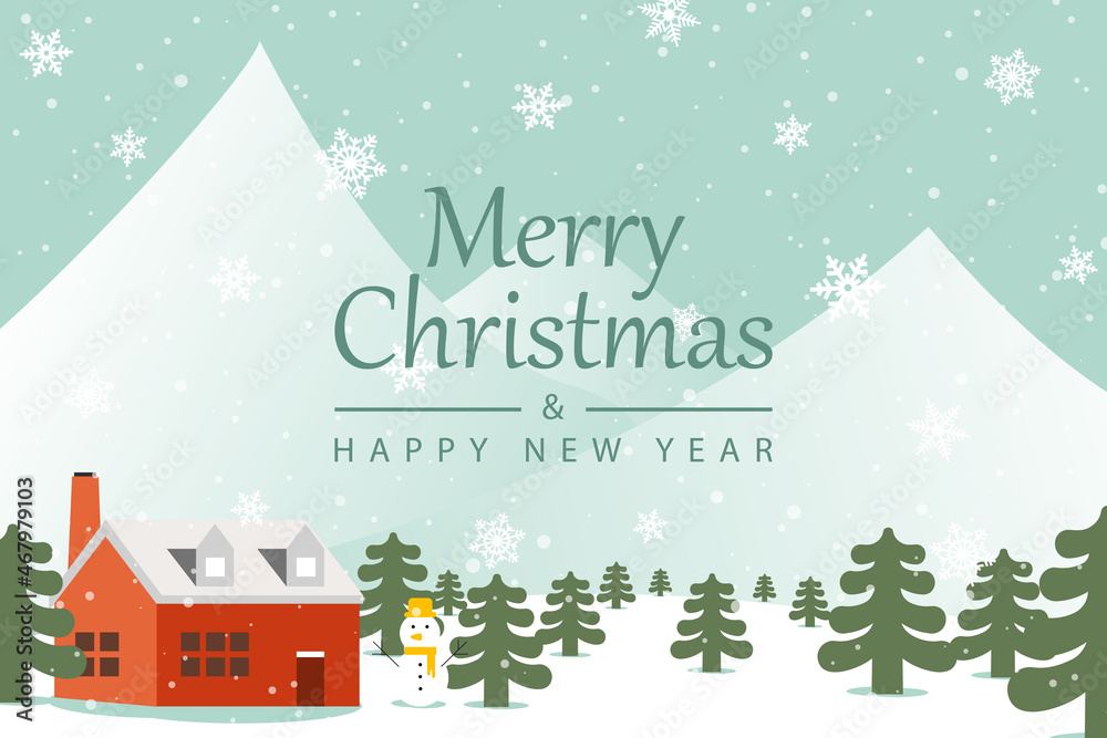 Christmas and Happy New Year greeting card background
