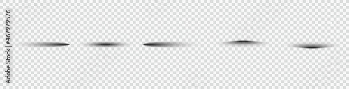 Set of realistic round shadow and shadow effect. Vector shadows isolated on transparent background.
