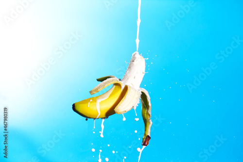 Banana with Milk pouring photo