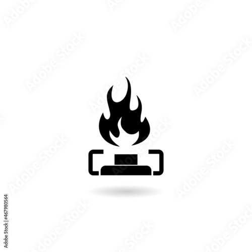 Kitchen gas stove icon with shadow
