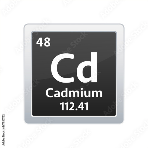 Cadmium symbol. Chemical element of the periodic table. Vector stock illustration.