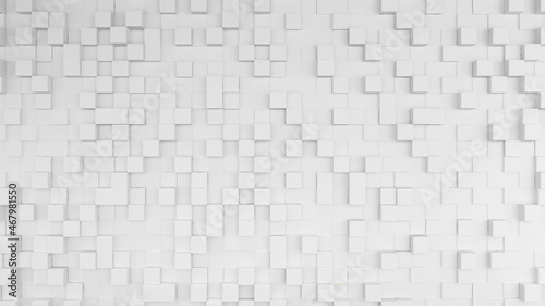 white square pattern background, white panel wall, 3d rendering