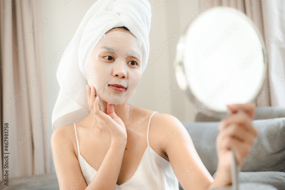 Asian woman with cosmetic face mask skincare to body healthy treatment spa Asian woman with cosmetic face mask skincare to body healthy treatment spa