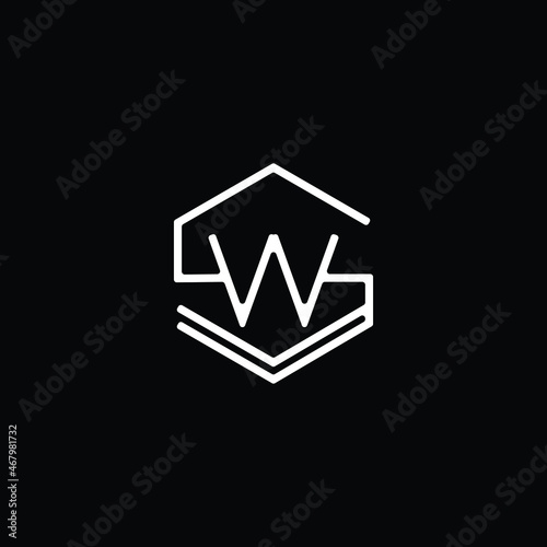 Professional elegant latest artistic letter WS SW W logo icon  black and white color
