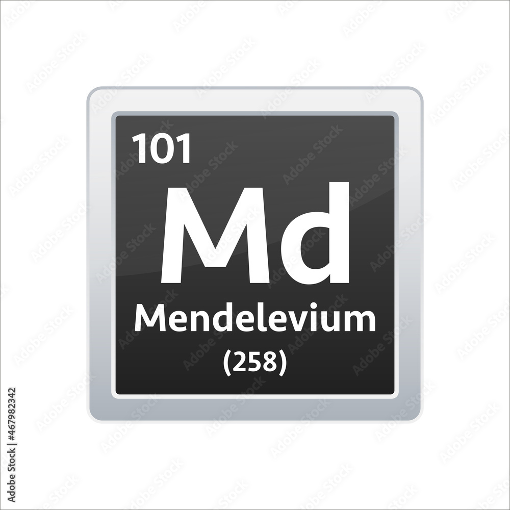 Mendelevium symbol. Chemical element of the periodic table. Vector stock illustration. Mendelevium symbol. Chemical element of the periodic table. Vector stock illustration.