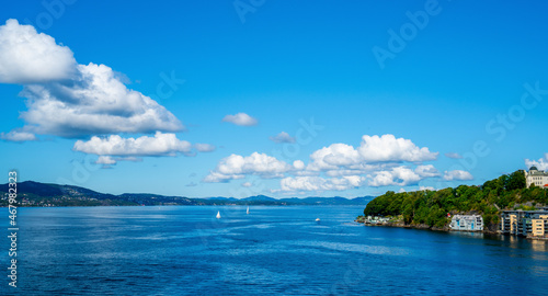 View over the fjord on a cruise between Bergen and Stavanger, Norway 