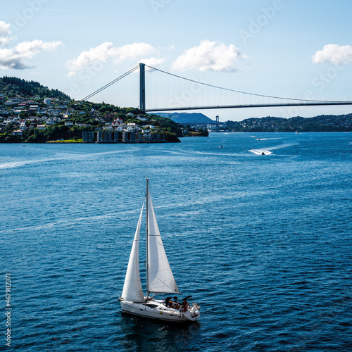 View over the fjord on a cruise between Bergen and Stavanger, Norway 