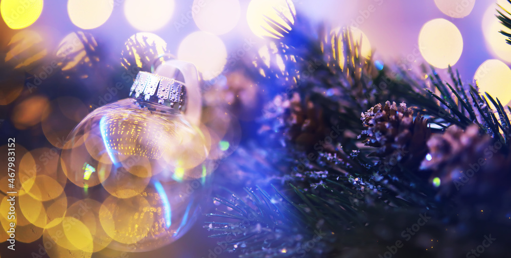 Closeup of glass Christmas ball on abstract light background. Closeup of glass Christmas ball on abstract light background.