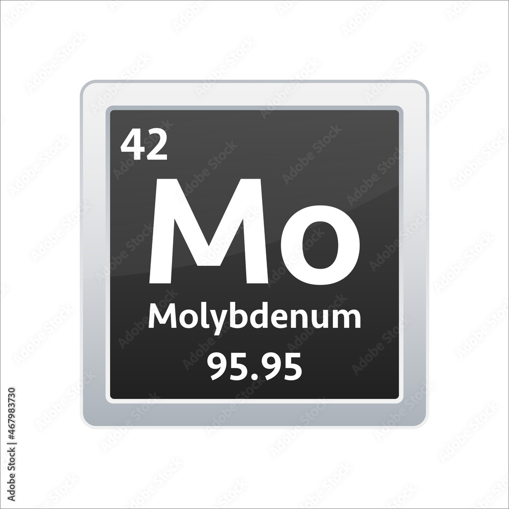Molybdenum symbol. Chemical element of the periodic table. Vector stock illustration. Molybdenum symbol. Chemical element of the periodic table. Vector stock illustration.
