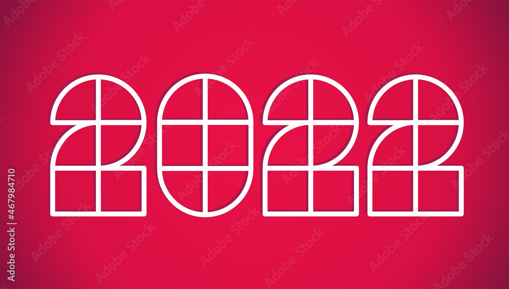 Vector poster with 2022 on red background for Christmas and New year. Vector poster with 2022 on red background for Christmas and New year.