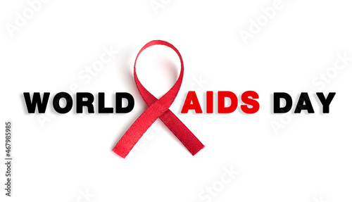 Aids Awareness Sign Red Ribbon. World Aids Day concept.  Healthcare and medical concept, World Aids Day.