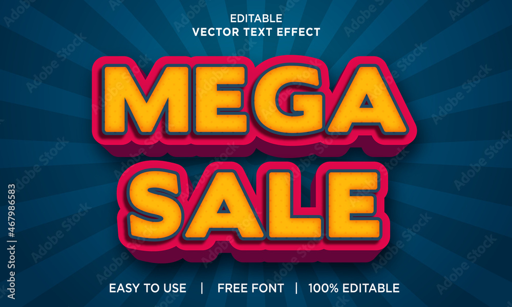 mega sale editable 3D text effect Premium Vector