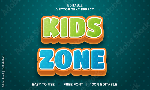 kids zone editable 3D text effect Premium Vector