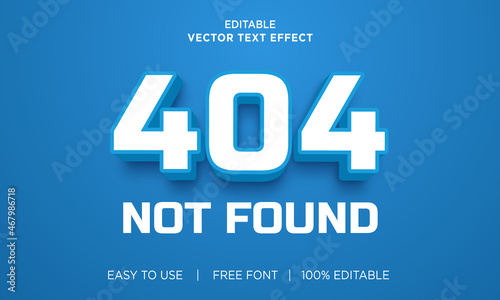 404 not found editable 3D text effect Premium Vector