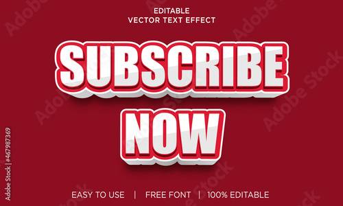 Subscribe now editable 3D text effect Premium Vector