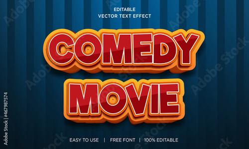 Comedy movie editable 3D text effect Premium Vector